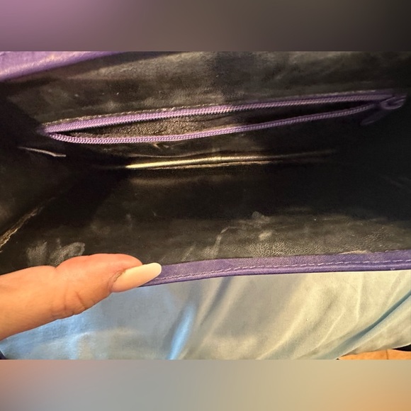 Vintage Musa Brazil Purple Genuine Leather Envelope Crossbody Clutch Bag 80s - Picture 10 of 10